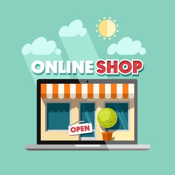 Online shopping concept. Vector illustration.