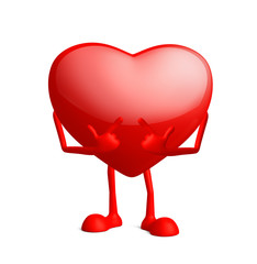 Heart character with pointing pose