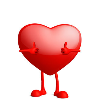 Heart character with thumbs up pose