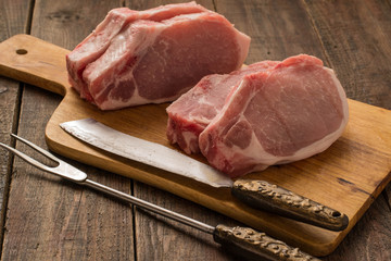 Pieces of fresh pork meat