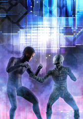 Fototapeta premium Fighting aliens