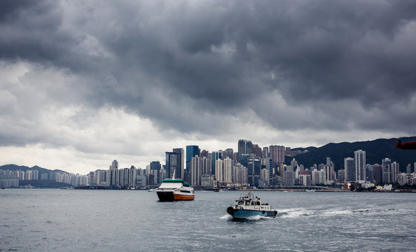 Yacht Hong Kong city buildings
