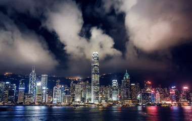 Fototapeta na wymiar Hong Kong Skyscrapers with lights