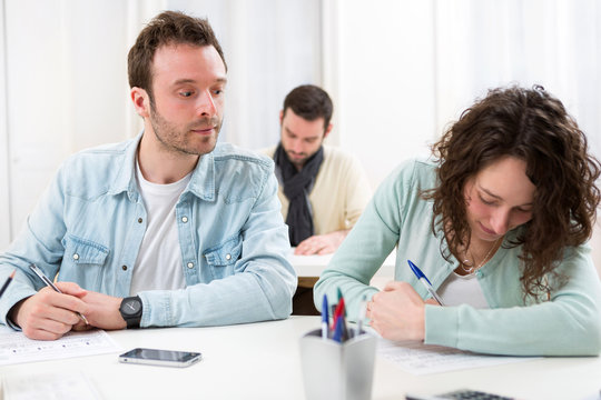 Classmate try to cheat on his neighbour