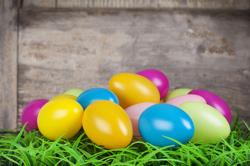Easter eggs on green grass
