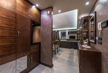 apartment interior in brown tones