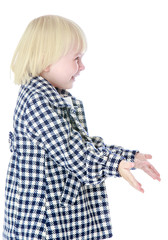 Charming girl in a checkered coat.