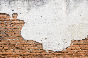 Foto op Canvas white exposed brick concrete wall. © badztua