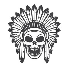 Illustration of american indian skull