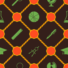 Seamless background with school icons