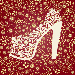 Naklejka premium beautiful background of women's shoes with heels