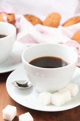 Black coffee in white cup for breakfast