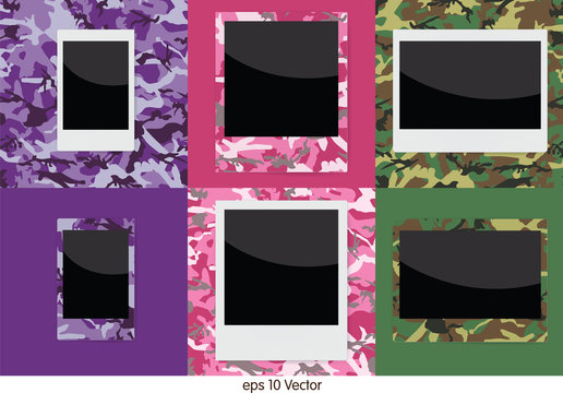 Set of camouflage instant photo frame