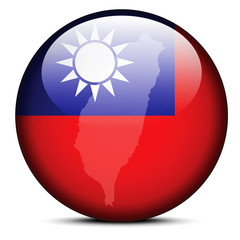 Fototapeta premium Map on flag button of Republic China