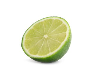 slice of fresh lime on white background
