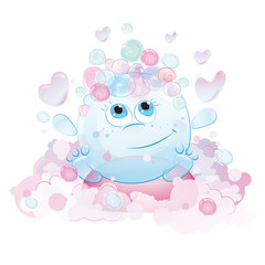 funny bubble sitting on the soap