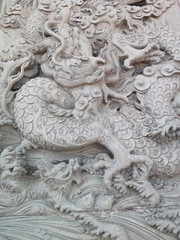 closed up the chinese dragon rillievo in temple