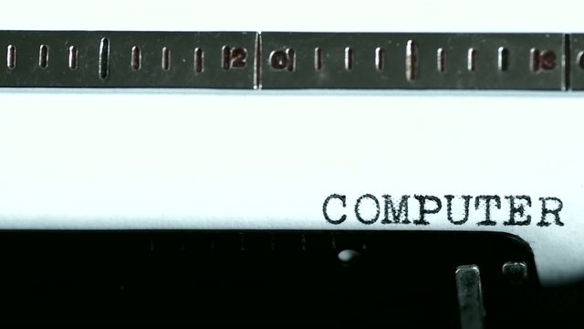 Typewriter. Typing text: computer