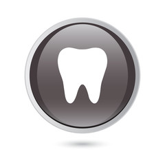 tooth icon on  black glossy button