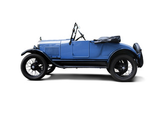 Blue convertible antique hot rod automobile
