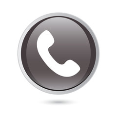 Telephone receiver vector icon. phone icon. black glossy button