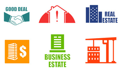 set colorful real estate icons