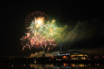 beautiful firework over stadium