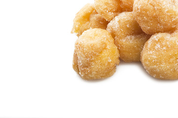 Group of carnival tortelli stuffed with custard