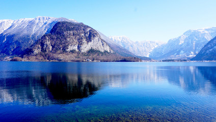 Fototapeta na wymiar Mountain and lake of Hallstatt