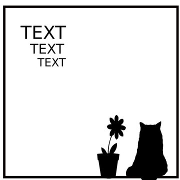 Katze und Blume Silhouette im Rahmen Beispieltext