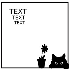 Katzengesicht und Blume Silhouette im Rahmen Beispieltext