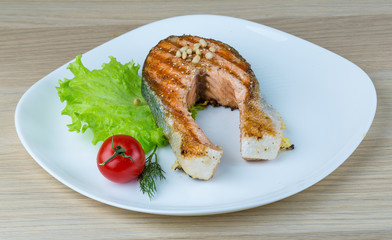 Grilled salmon steak