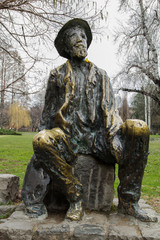 Satue of novelis Djura Jaksic in Park in Novi Sad