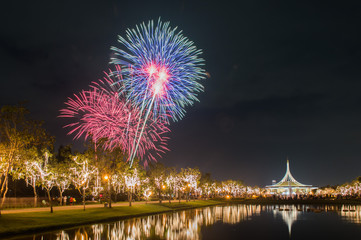 Beautiful of fireworks in thailand