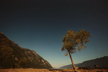 Night landscape in the mountains