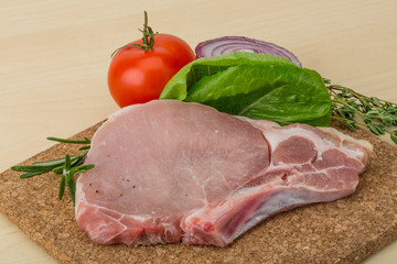 Raw pork steak