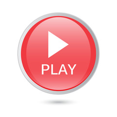 Play icon on red glossy button