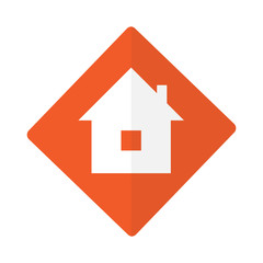 home icon. Round squares buttons. Orange flat icon