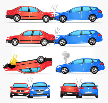 Vector Car Crashes - Side - Front - Rear view