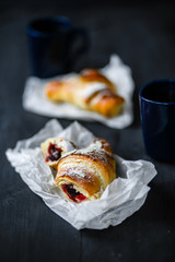 Croissant with cherries