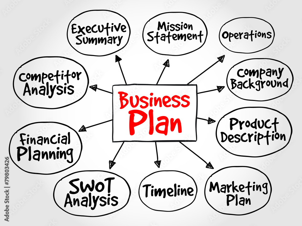 Wall mural business plan management mind map, strategy concept - Wall murals