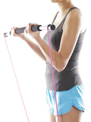 Naklejka premium girl exercising with a gym stick