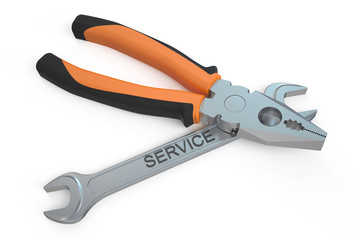 pliers  and wrench, repair and service concept