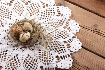 Easter eggs wooden background