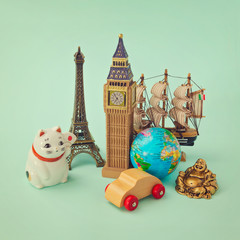 Travel around the world concept. Souvenir form around the world