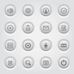 Social media icons set of movie network equalizer and microphone