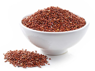bowl of red quinoa seeds