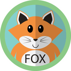 Cute fox cartoon flat icon avatar round circle