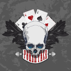 Poker face-Skull and four aces