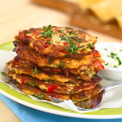 Egg, zucchini and bell pepper fritter
